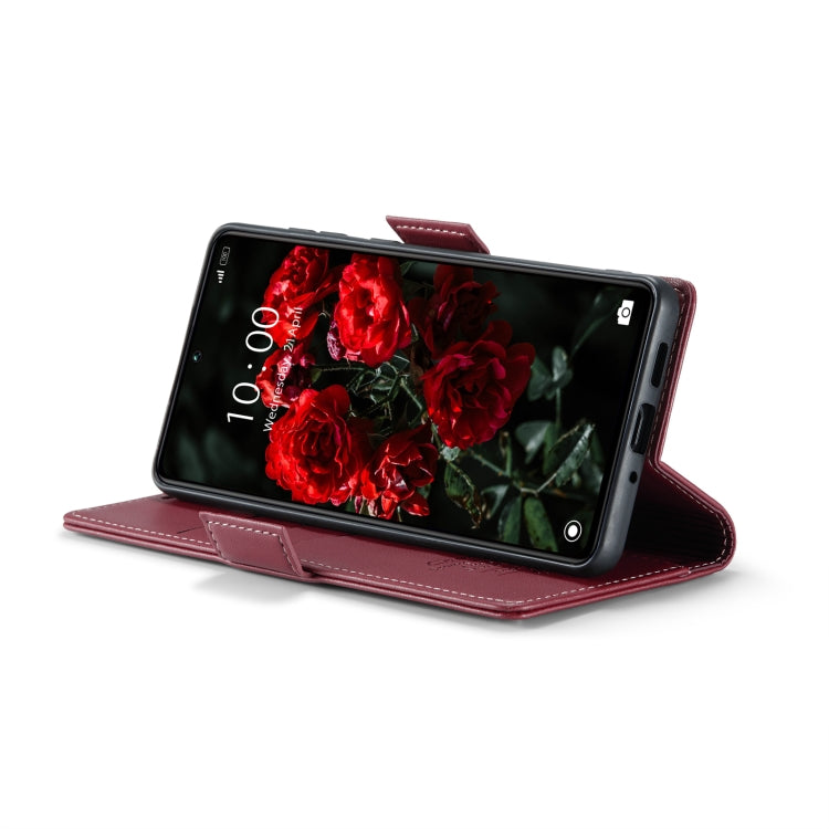 For Xiaomi Poco X6 5G CaseMe 023 Butterfly Buckle Litchi Texture RFID Anti-theft Leather Phone Case(Wine Red)