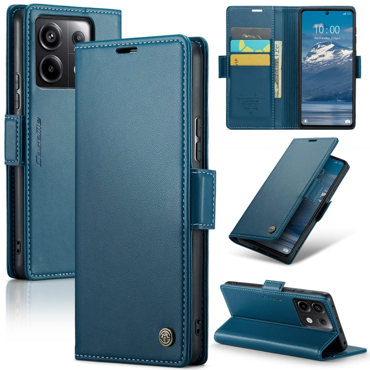 For Xiaomi Poco X6 5G CaseMe 023 Butterfly Buckle Litchi Texture RFID Anti-theft Leather Phone Case(Blue)