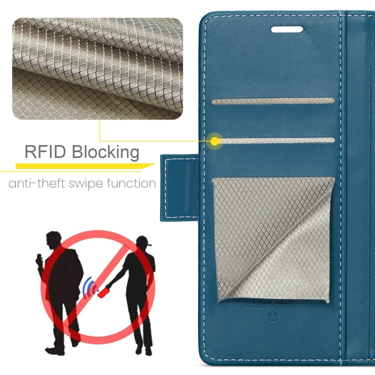 For Xiaomi Poco X6 5G CaseMe 023 Butterfly Buckle Litchi Texture RFID Anti-theft Leather Phone Case(Blue)