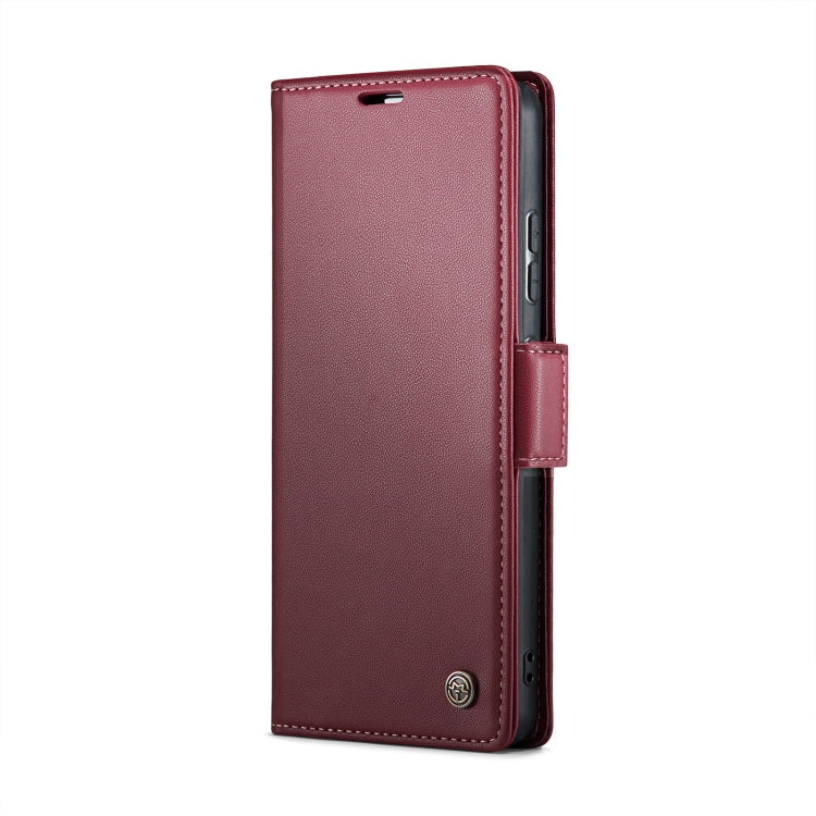 For Xiaomi Redmi Note 13 Pro+ 5G CaseMe 023 Butterfly Buckle Litchi Texture RFID Anti-theft Leather Phone Case(Wine Red)