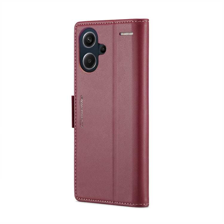 For Xiaomi Redmi Note 13 Pro+ 5G CaseMe 023 Butterfly Buckle Litchi Texture RFID Anti-theft Leather Phone Case(Wine Red)