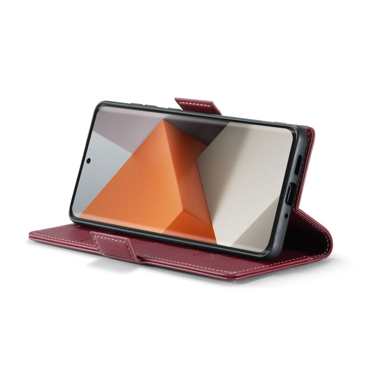 For Xiaomi Redmi Note 13 Pro+ 5G CaseMe 023 Butterfly Buckle Litchi Texture RFID Anti-theft Leather Phone Case(Wine Red)
