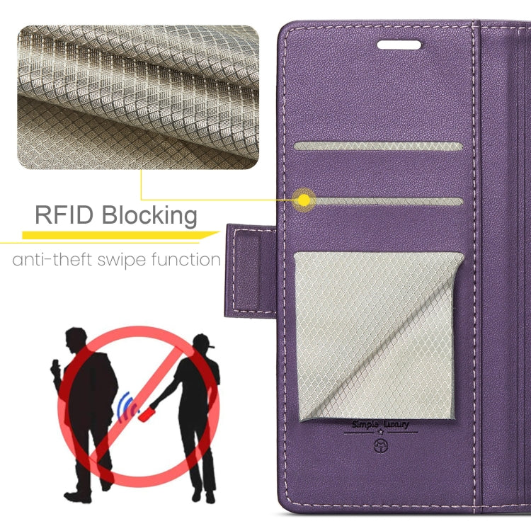 For Xiaomi Redmi Note 13 Pro+ 5G CaseMe 023 Butterfly Buckle Litchi Texture RFID Anti-theft Leather Phone Case(Pearly Purple)