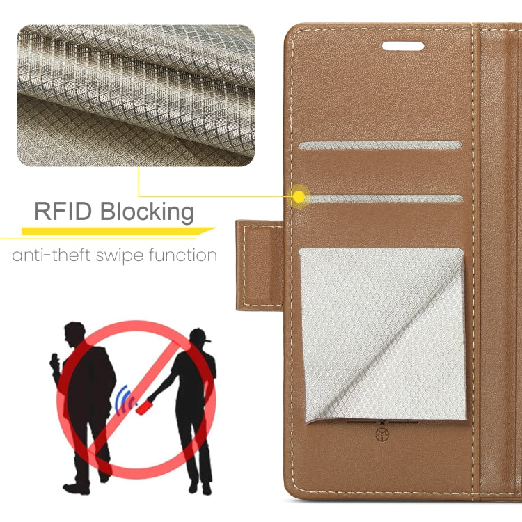 For Xiaomi Poco X6 Pro 5G/Redmi K70E 5G CaseMe 023 Butterfly Buckle Litchi Texture RFID Anti-theft Leather Phone Case(Brown)