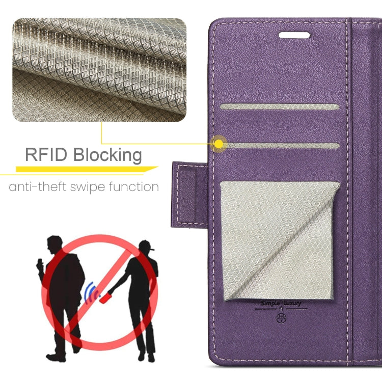 For Xiaomi Redmi Note 13 4G CaseMe 023 Butterfly Buckle Litchi Texture RFID Anti-theft Leather Phone Case(Pearly Purple)