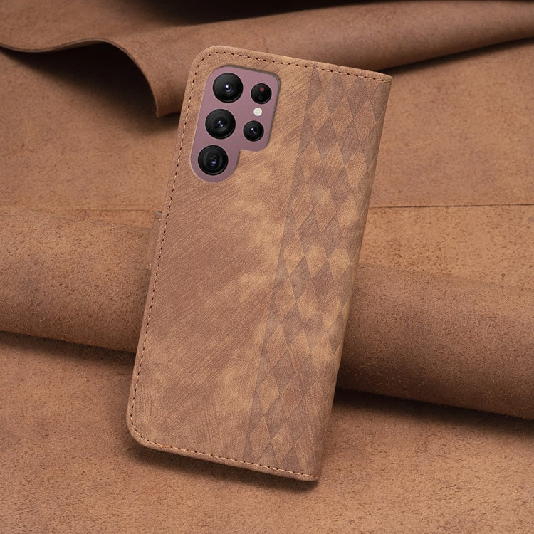 Plaid Embossed Leather Phone Case, For Samsung Galaxy S22 Ultra 5G, For Samsung Galaxy S21 5G, For Samsung Galaxy S21+ 5G, For Samsung Galaxy S21 Ultra 5G