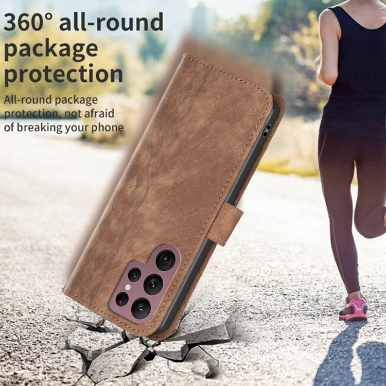 Plaid Embossed Leather Phone Case, For Samsung Galaxy S22 Ultra 5G, For Samsung Galaxy S21 5G, For Samsung Galaxy S21+ 5G, For Samsung Galaxy S21 Ultra 5G