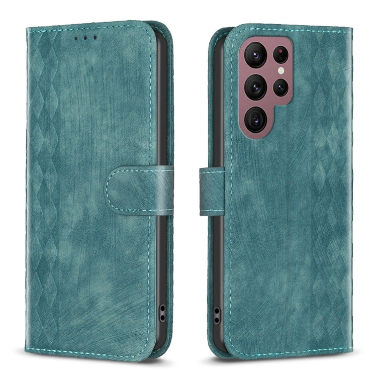 Plaid Embossed Leather Phone Case, For Samsung Galaxy S22 Ultra 5G, For Samsung Galaxy S21 5G, For Samsung Galaxy S21+ 5G, For Samsung Galaxy S21 Ultra 5G