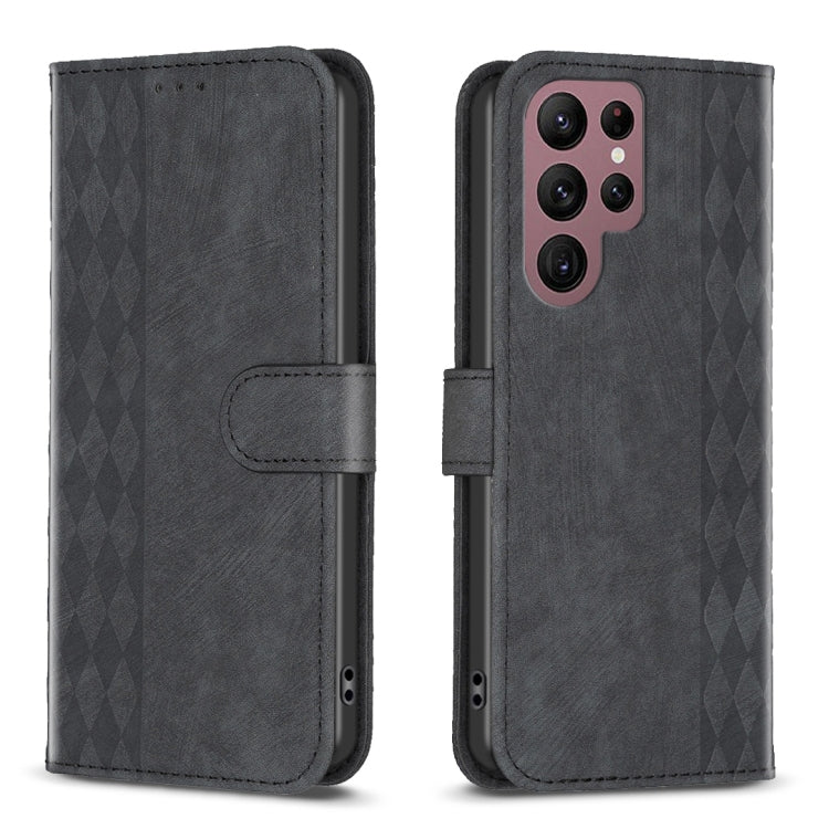 Plaid Embossed Leather Phone Case, For Samsung Galaxy S22 Ultra 5G, For Samsung Galaxy S21 5G, For Samsung Galaxy S21+ 5G, For Samsung Galaxy S21 Ultra 5G