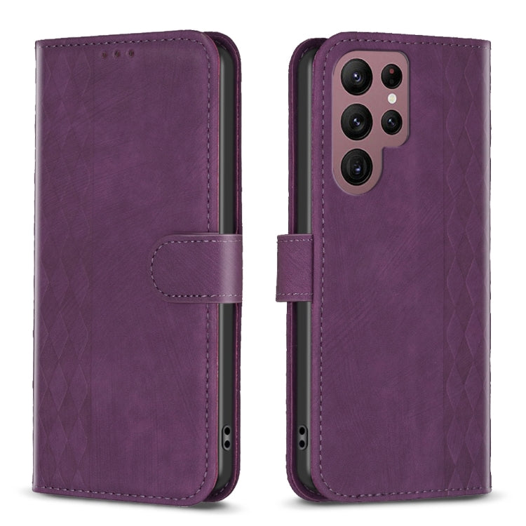 Plaid Embossed Leather Phone Case, For Samsung Galaxy S22 Ultra 5G, For Samsung Galaxy S21 5G, For Samsung Galaxy S21+ 5G, For Samsung Galaxy S21 Ultra 5G