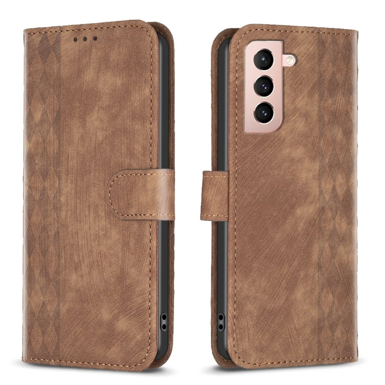 Plaid Embossed Leather Phone Case, For Samsung Galaxy S22 Ultra 5G, For Samsung Galaxy S21 5G, For Samsung Galaxy S21+ 5G, For Samsung Galaxy S21 Ultra 5G