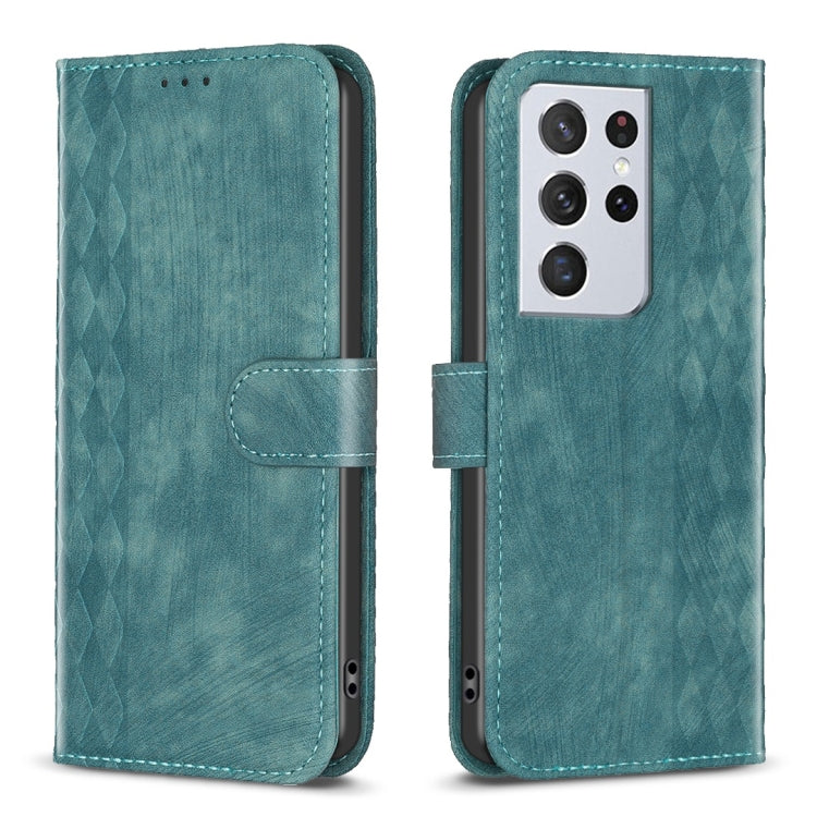 Plaid Embossed Leather Phone Case, For Samsung Galaxy S22 Ultra 5G, For Samsung Galaxy S21 5G, For Samsung Galaxy S21+ 5G, For Samsung Galaxy S21 Ultra 5G