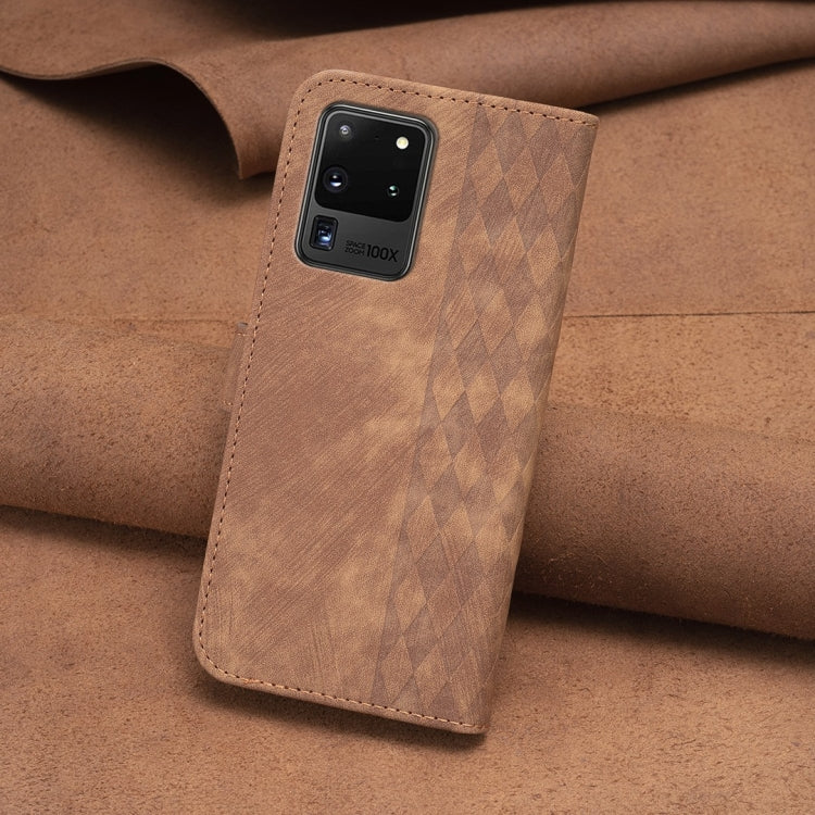 Plaid Embossed Leather Phone Case, For Samsung Galaxy S20 Ultra, For Samsung Galaxy A03s / A02s, For Samsung Galaxy A12, For Samsung Galaxy A13 4G/5G