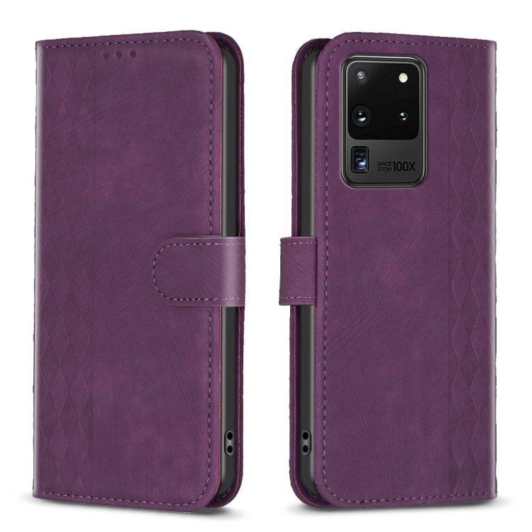 Plaid Embossed Leather Phone Case, For Samsung Galaxy S20 Ultra, For Samsung Galaxy A03s / A02s, For Samsung Galaxy A12, For Samsung Galaxy A13 4G/5G