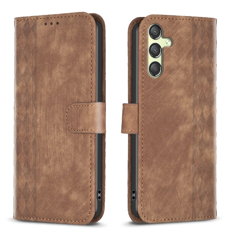 Plaid Embossed Leather Phone Case, For Samsung Galaxy A25 5G, For Samsung Galaxy S23 5G, For Samsung Galaxy S24+ 5G, For Samsung Galaxy S23 FE 5G