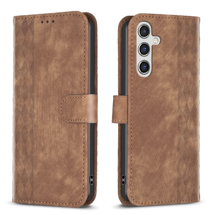 Plaid Embossed Leather Phone Case, For Samsung Galaxy A55, For Samsung Galaxy A35, For Samsung Galaxy S24 Ultra 5G, For Samsung Galaxy A15