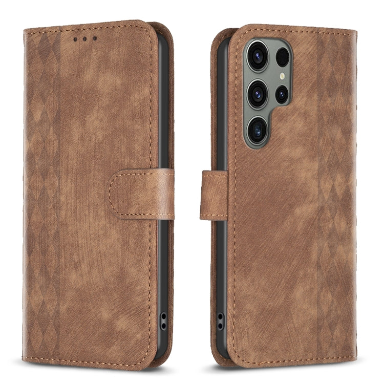 Plaid Embossed Leather Phone Case, For Samsung Galaxy A55, For Samsung Galaxy A35, For Samsung Galaxy S24 Ultra 5G, For Samsung Galaxy A15