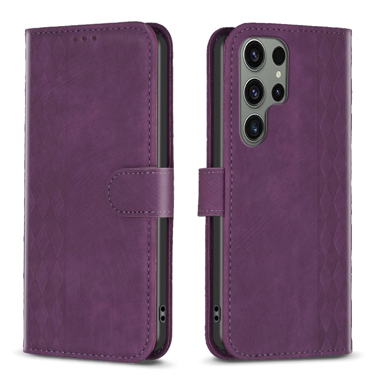 Plaid Embossed Leather Phone Case, For Samsung Galaxy A55, For Samsung Galaxy A35, For Samsung Galaxy S24 Ultra 5G, For Samsung Galaxy A15