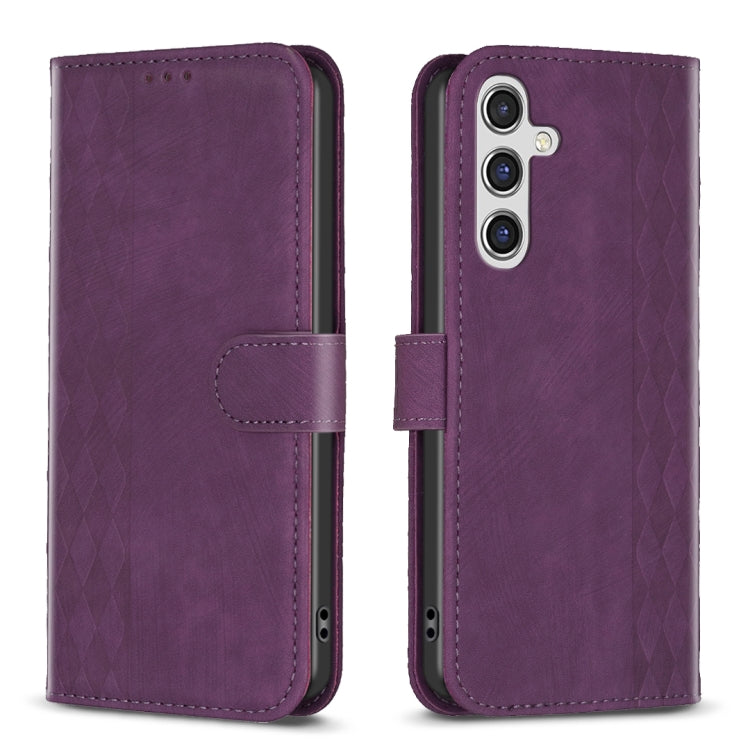Plaid Embossed Leather Phone Case, For Samsung Galaxy A55, For Samsung Galaxy A35, For Samsung Galaxy S24 Ultra 5G, For Samsung Galaxy A15