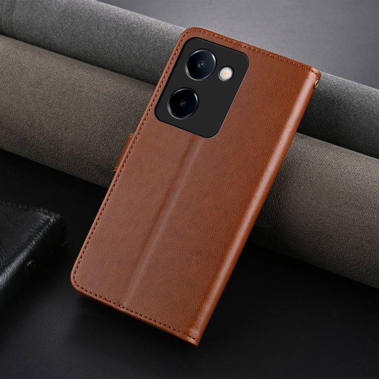 For vivo Y100i 5G AZNS Sheepskin Texture Flip Leather Phone Case(Brown)