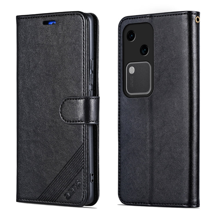 For vivo S18 AZNS Sheepskin Texture Flip Leather Phone Case(Black)