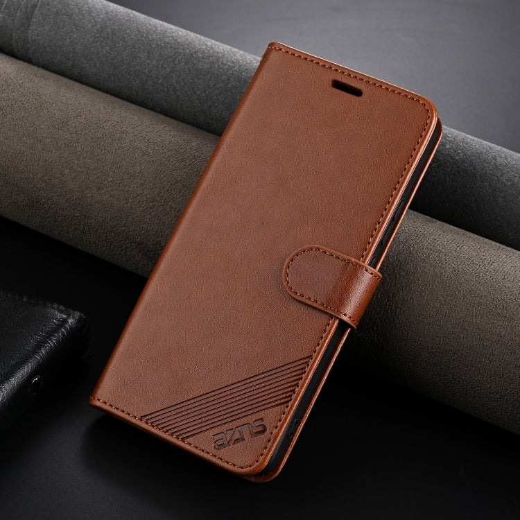 For vivo S18 Pro AZNS Sheepskin Texture Flip Leather Phone Case(Brown)