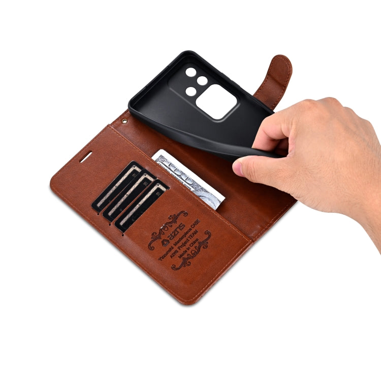 For vivo S18 Pro AZNS Sheepskin Texture Flip Leather Phone Case(Brown)