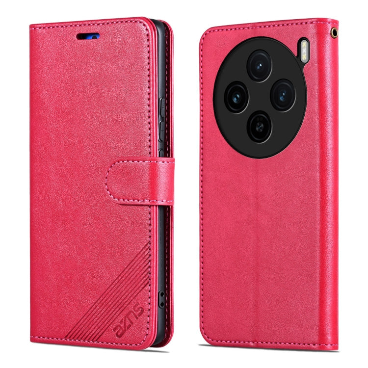 For vivo X100S AZNS Sheepskin Texture Flip Leather Phone Case(Red)