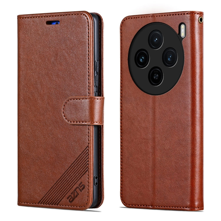 For vivo X100S AZNS Sheepskin Texture Flip Leather Phone Case(Brown)