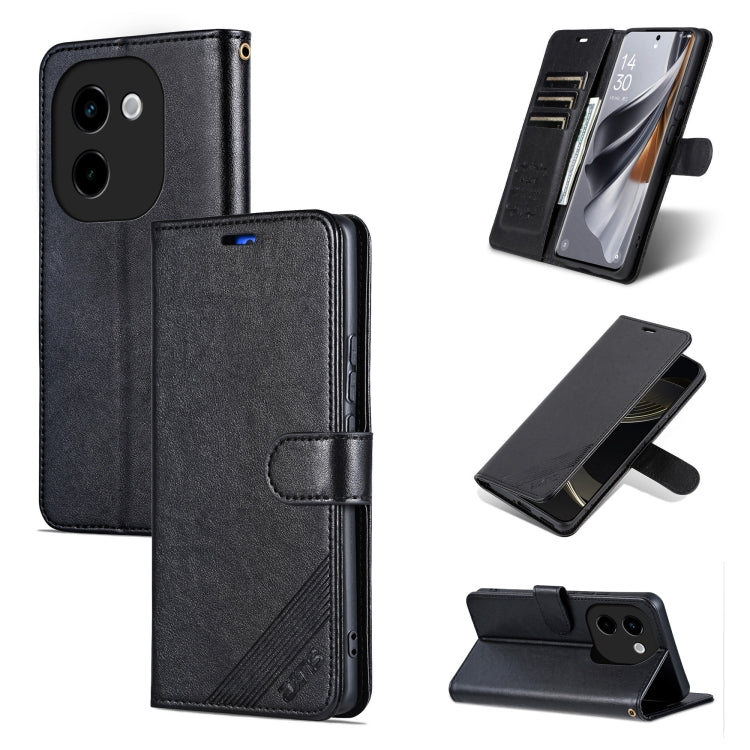 For vivo Y200 5G AZNS Sheepskin Texture Flip Leather Phone Case(Black)
