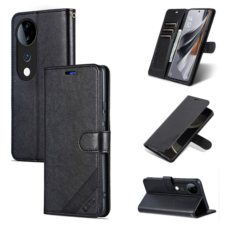 For vivo S19 Pro AZNS Sheepskin Texture Flip Leather Phone Case(Black)