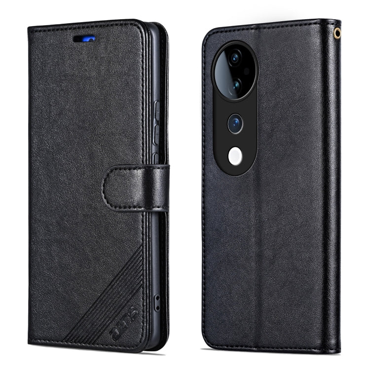 For vivo S19 Pro AZNS Sheepskin Texture Flip Leather Phone Case(Black)