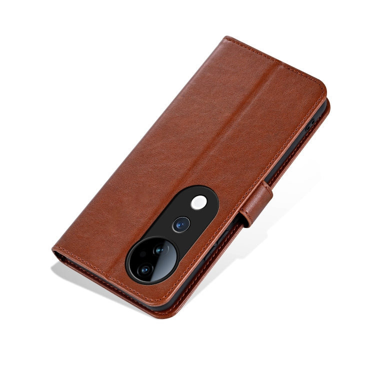 For vivo S19 Pro AZNS Sheepskin Texture Flip Leather Phone Case(Brown)