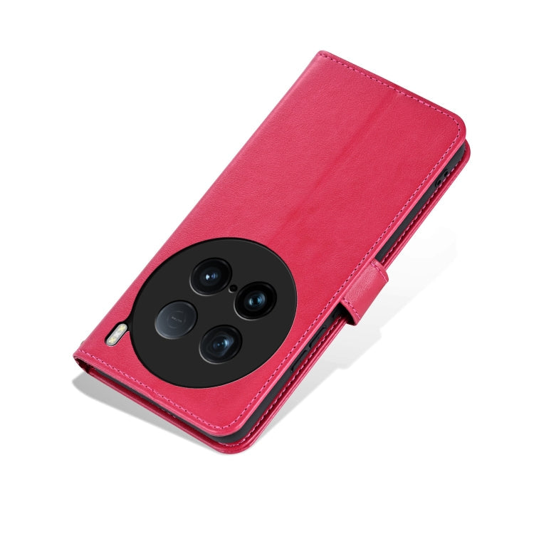 For vivo X100 Ultra AZNS Sheepskin Texture Flip Leather Phone Case(Red)
