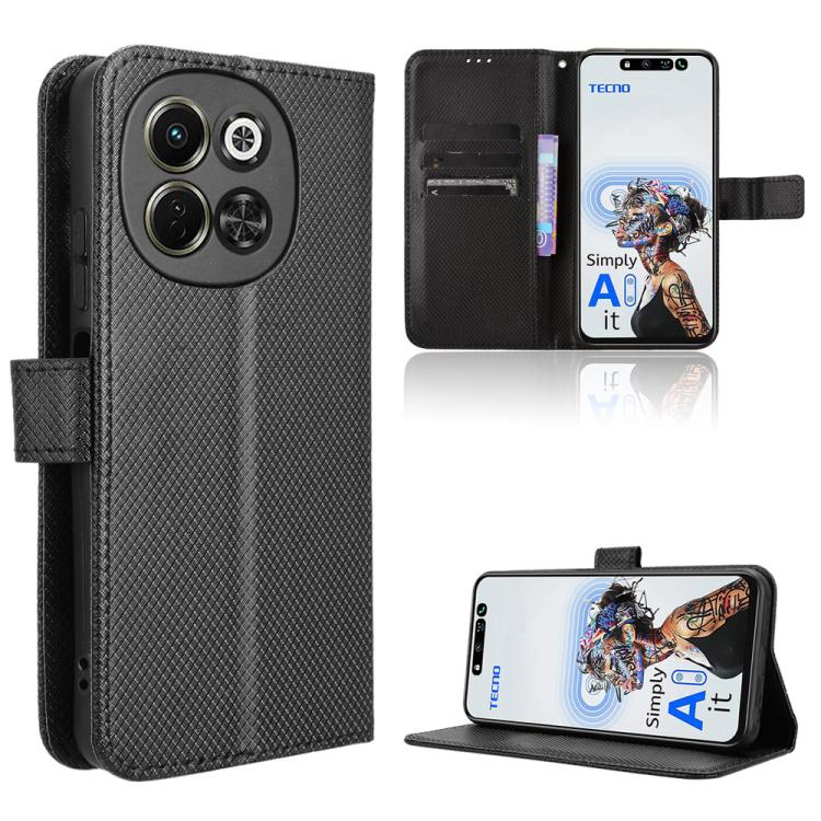 Diamond Texture Leather Phone Case, For Tecno Pova 6 Neo 5G / Spark 30 5G, For Tecno Spark 30 Pro 4G, For Tecno Spark 30 4G, For Tecno Spark Go 1 / Pop 9 / Spark Go 2025