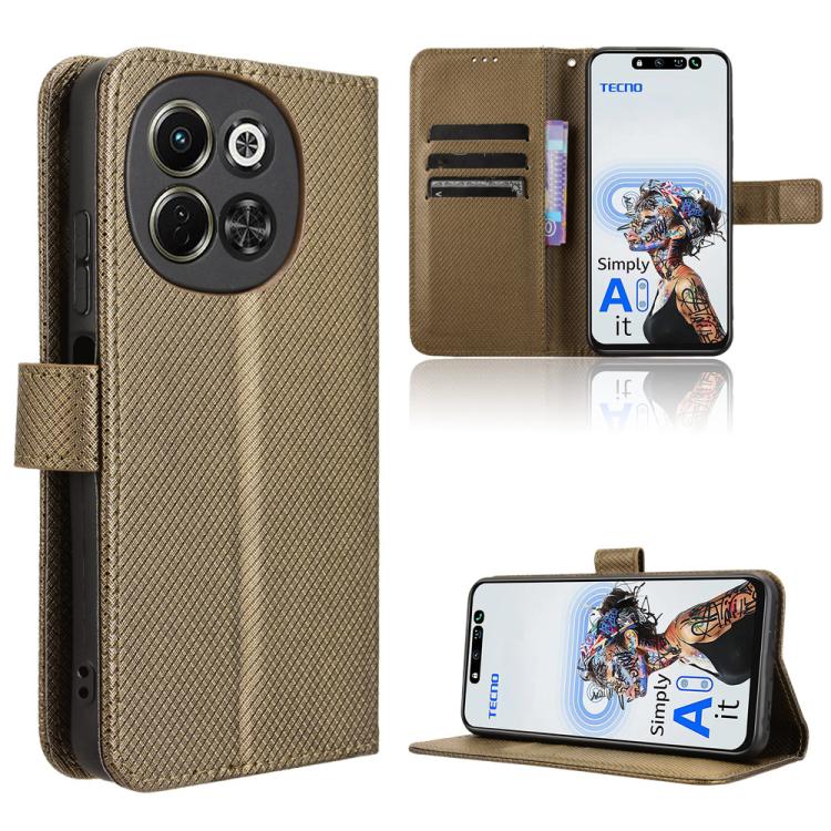 Diamond Texture Leather Phone Case, For Tecno Pova 6 Neo 5G / Spark 30 5G, For Tecno Spark 30 Pro 4G, For Tecno Spark 30 4G, For Tecno Spark Go 1 / Pop 9 / Spark Go 2025