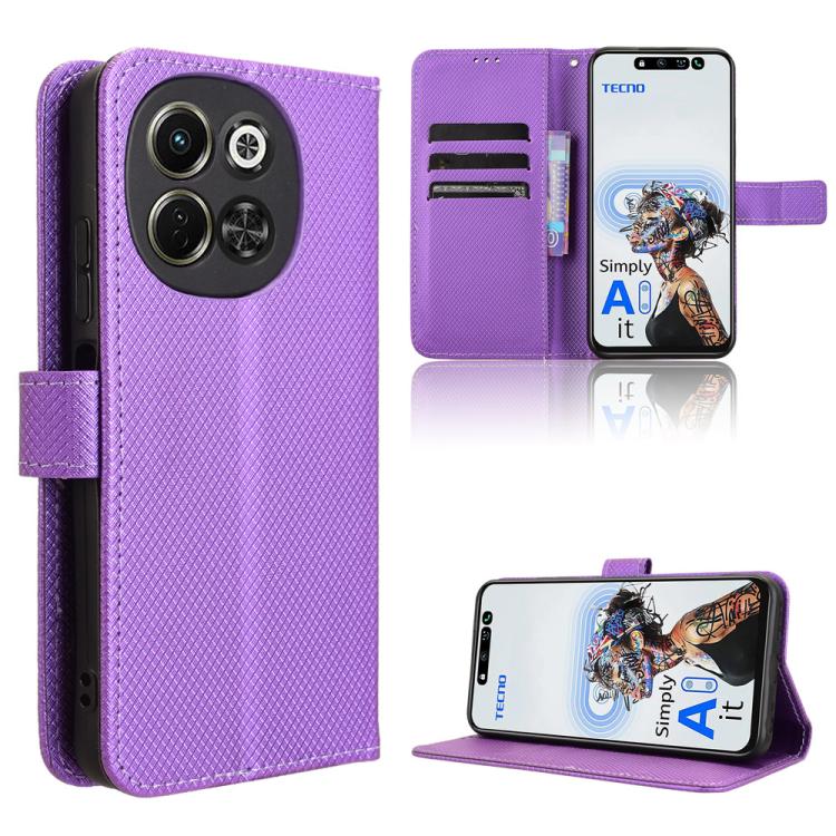 Diamond Texture Leather Phone Case, For Tecno Pova 6 Neo 5G / Spark 30 5G, For Tecno Spark 30 Pro 4G, For Tecno Spark 30 4G, For Tecno Spark Go 1 / Pop 9 / Spark Go 2025
