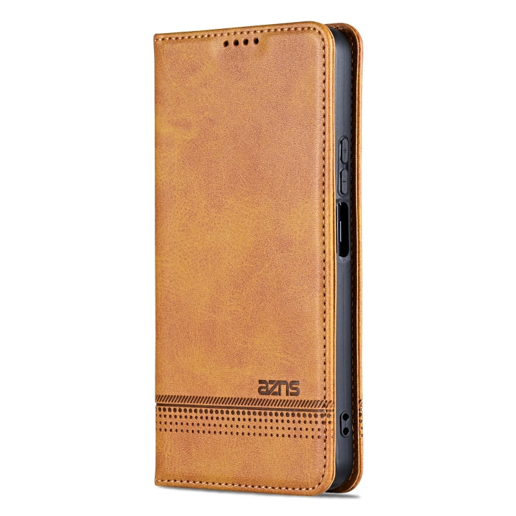 For Huawei nova 11 SE AZNS Magnetic Calf Texture Flip Leather Phone Case(Light Brown)