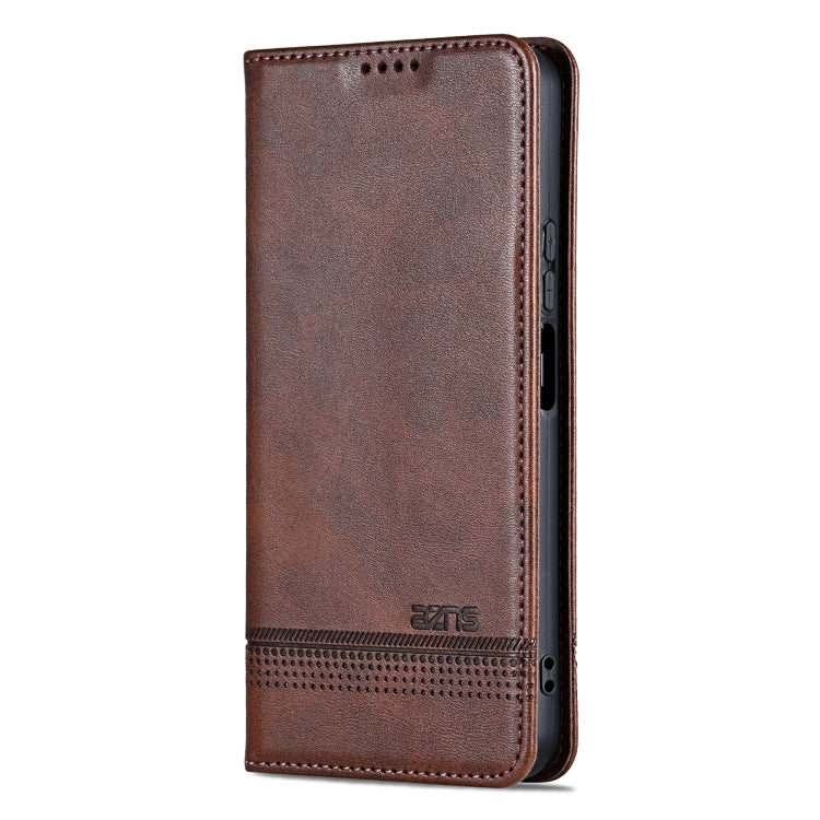 For Huawei nova 11 SE AZNS Magnetic Calf Texture Flip Leather Phone Case(Dark Brown)