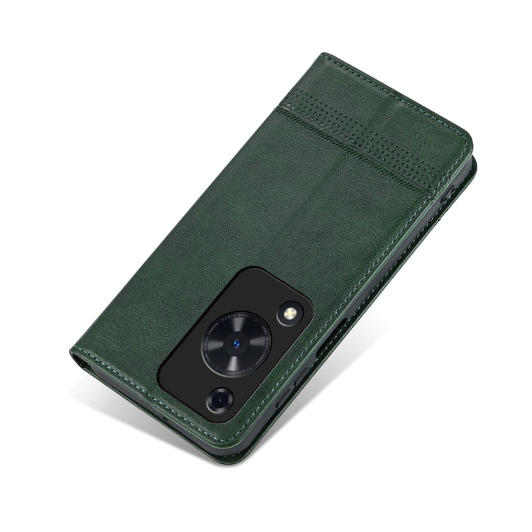 For Huawei Enjoy 70 AZNS Magnetic Calf Texture Flip Leather Phone Case(Dark Green)