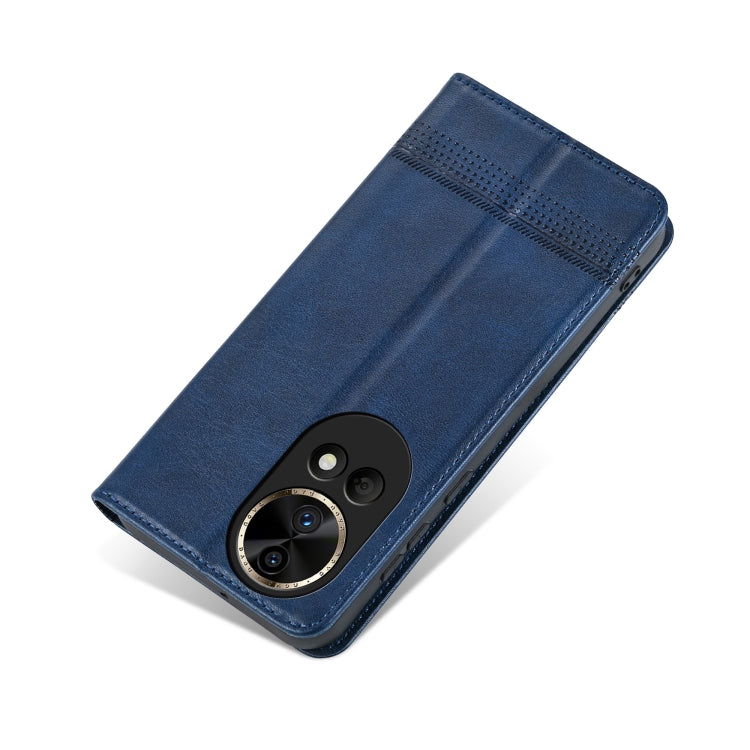 For Huawei nova 12 AZNS Magnetic Calf Texture Flip Leather Phone Case(Dark Blue)