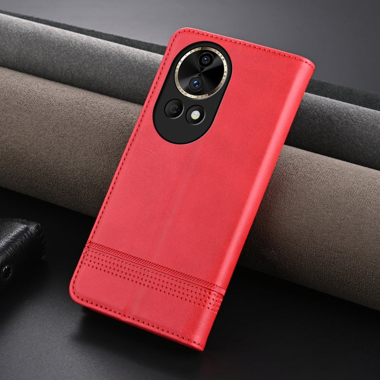 For Huawei nova 12 Pro AZNS Magnetic Calf Texture Flip Leather Phone Case(Red)
