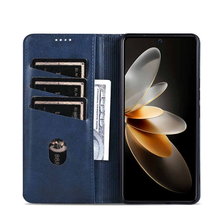 For Huawei nova 12 Pro AZNS Magnetic Calf Texture Flip Leather Phone Case(Dark Blue)