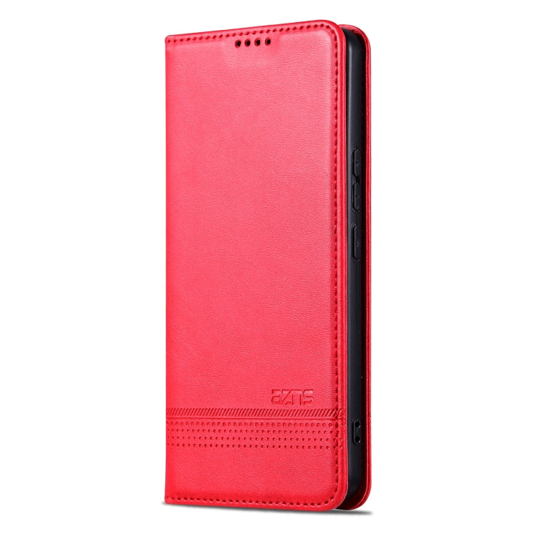 For Huawei Pura 70 Fine Hole AZNS Magnetic Calf Texture Flip Leather Phone Case(Red)