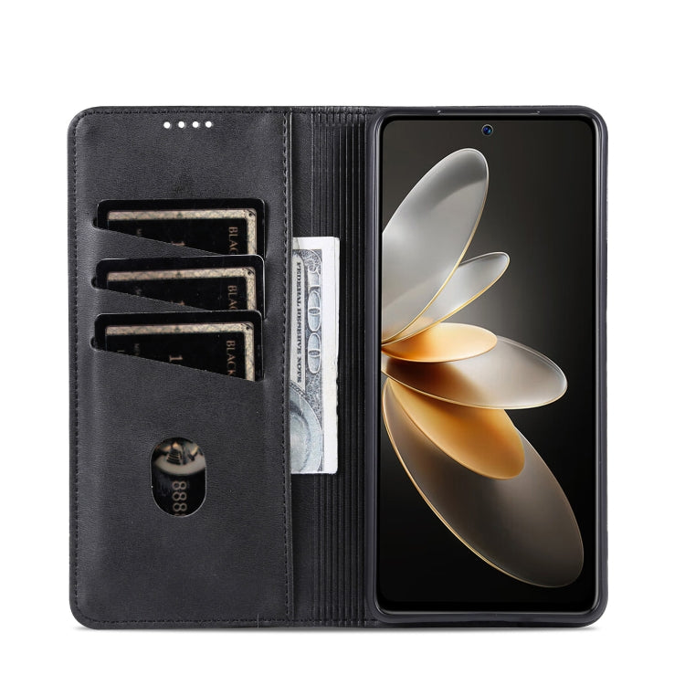For Huawei Pura 70 Fine Hole AZNS Magnetic Calf Texture Flip Leather Phone Case(Black)