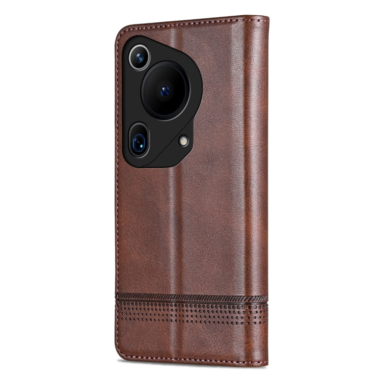 For Huawei Pura 70 Ultra AZNS Magnetic Calf Texture Flip Leather Phone Case(Dark Brown)