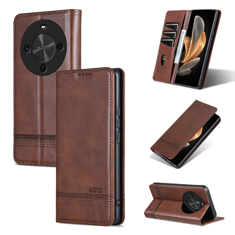 For Huawei Maimang 30 AZNS Magnetic Calf Texture Flip Leather Phone Case(Dark Brown)