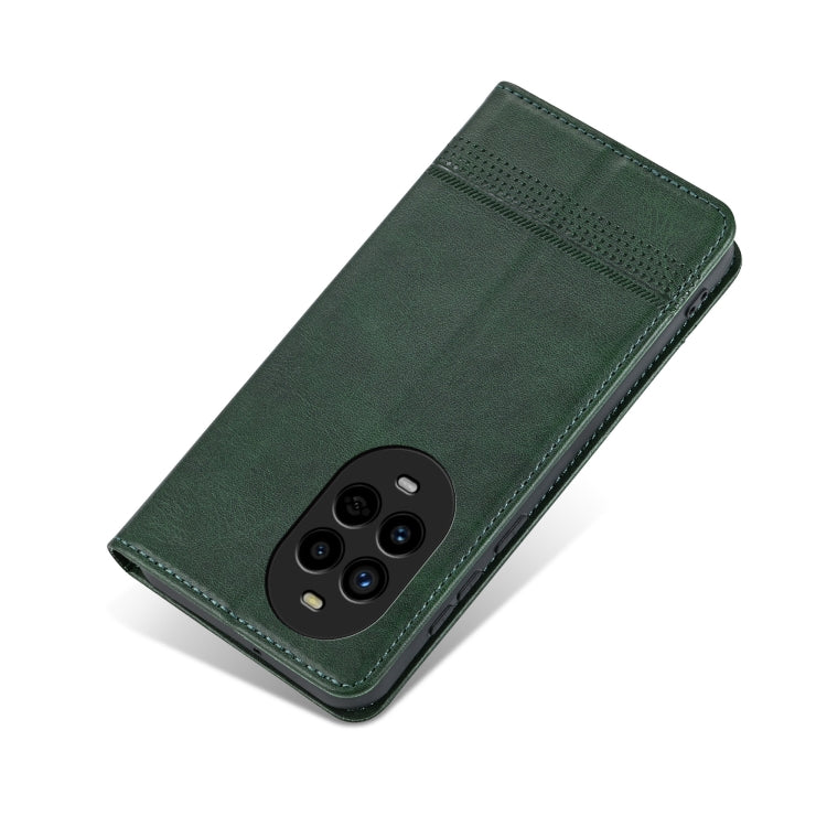 For Huawei nova 13 Pro AZNS Magnetic Calf Texture Flip Leather Phone Case(Dark Green)