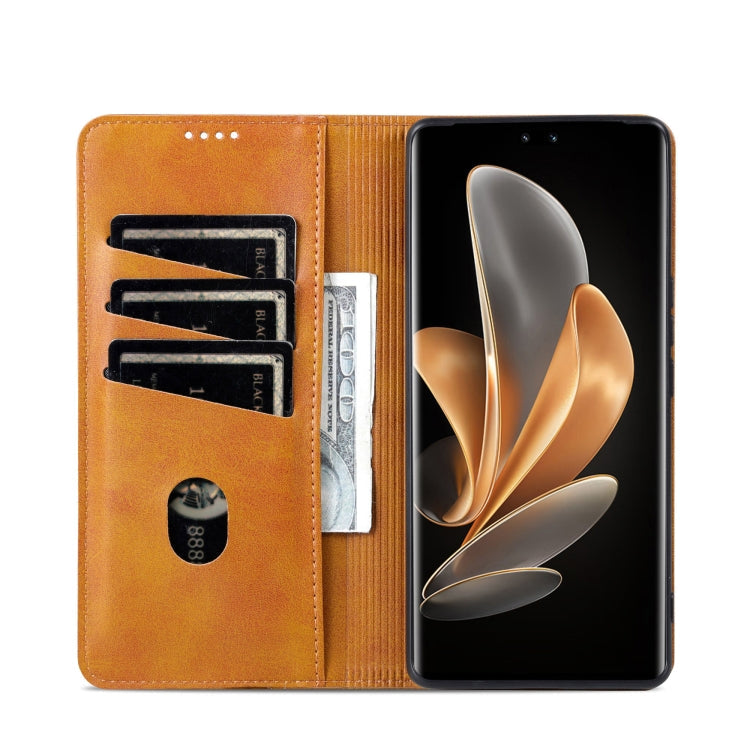 For Huawei nova 13 Pro AZNS Magnetic Calf Texture Flip Leather Phone Case(Light Brown)