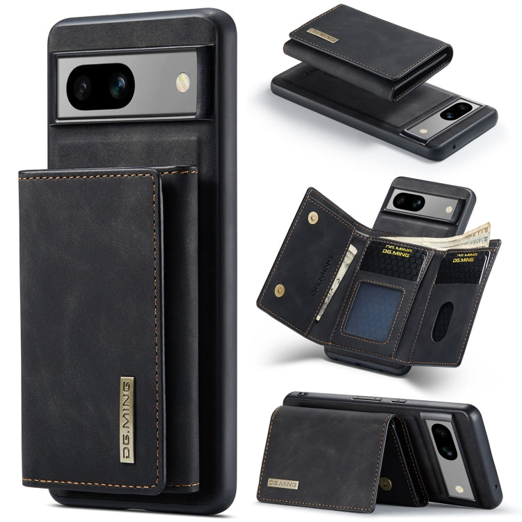 For Google Pixel 8a DG.MING M1 Series 3-Fold Multi Card Wallet + Magnetic Phone Case(Black)
